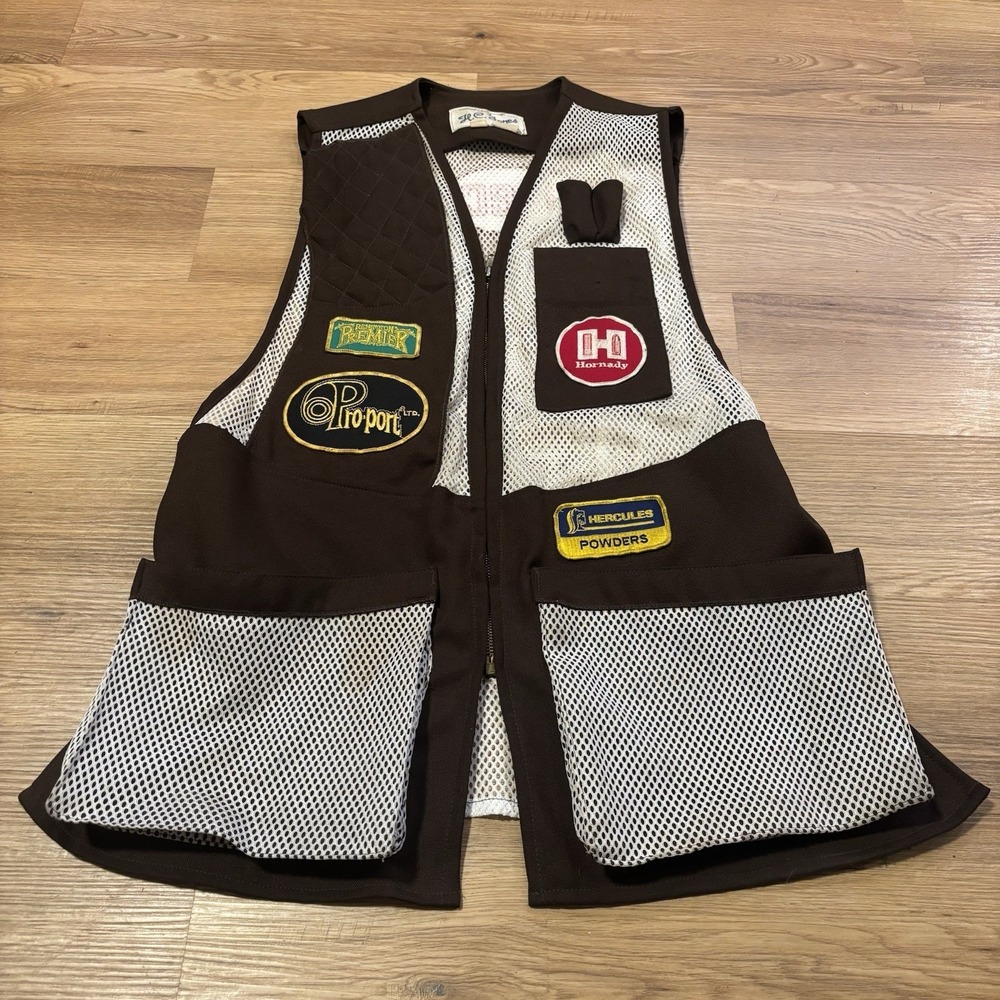 Vintage H.C. Jones Shooting Vest 38 Hornady Hercules Powders Patches Sport Skeet